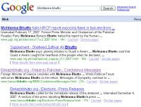 Google results for Mohtarma Bhutto