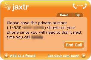 Jaxtr voicemail dialog